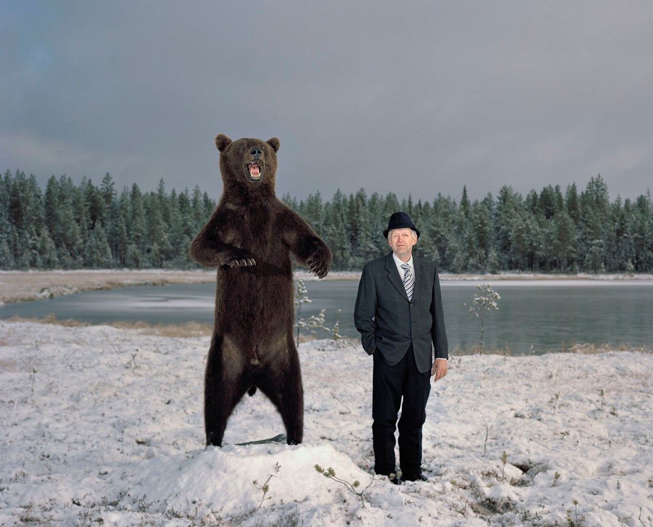 Esko and full mounted taxidermied brown bear.