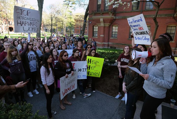 Female students marched in May in opposition to the policy that seeks to radically alter Final Clubs. 
