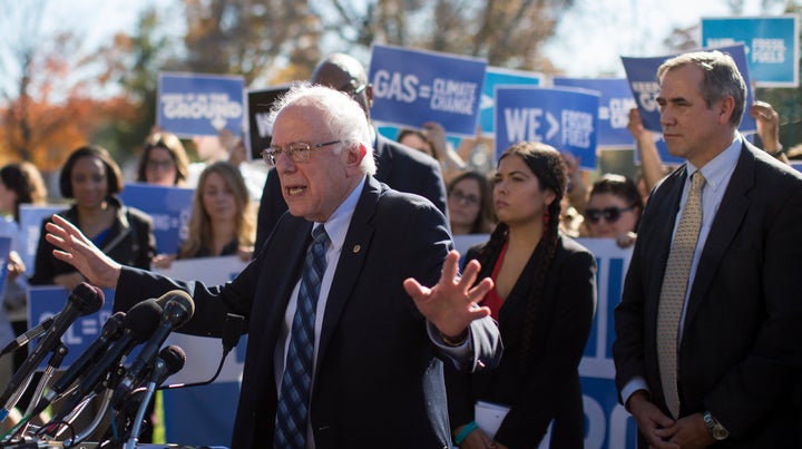 Sen. Jeff Merkley (D-Ore.), right, was the only sitting senator to endorse Sen. Bernie Sanders (I-Vt.) for president.