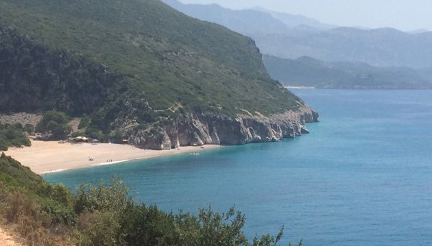 Gjipe Beach as seen from the trail. It taks a half hour by foot to reach this gem of the Albanian riviera