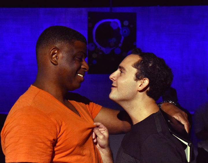 Paul (Khary Moye) gets some valuable information from Trent <br>(Richard Sargent) in a scene from <strong><em>Six Degrees of Separation</em></strong>