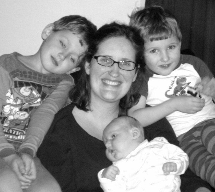 Author with her three little boys.