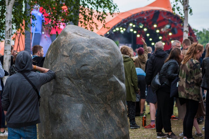 A memorial stands near Roskilde's Orange Stage, in permanent memorial to the nine festival-goers who lost their lives in 2000