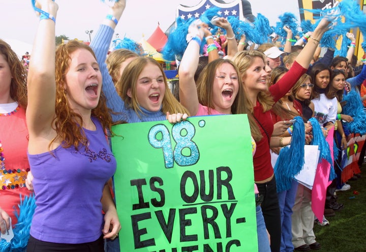 98 Degrees fans waiting for the band to appear in Florida, 2001.