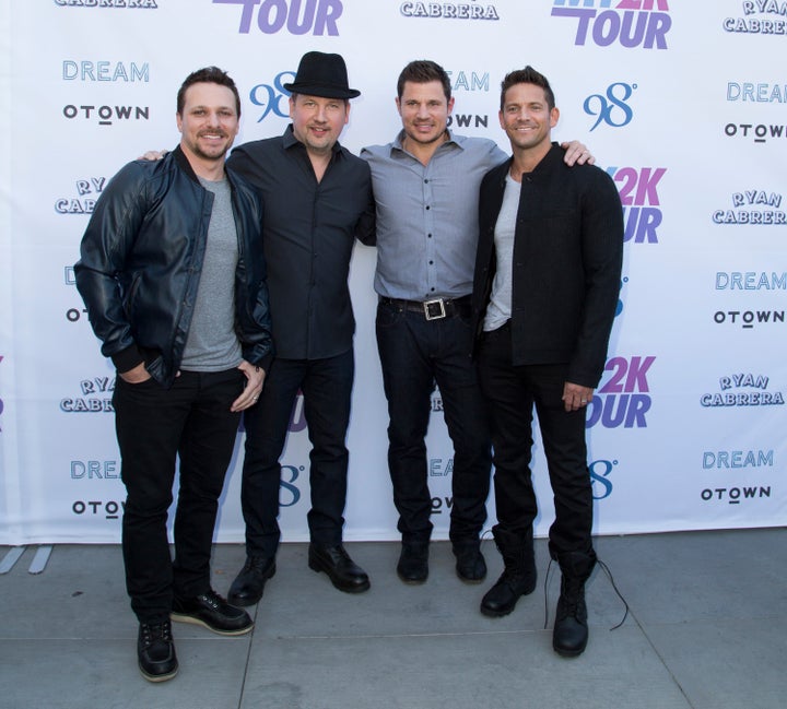 98 DEGREES NICK DREW LACHEY JEFF TIMMONS JUSTIN JEFFRE SIGNED 8X10