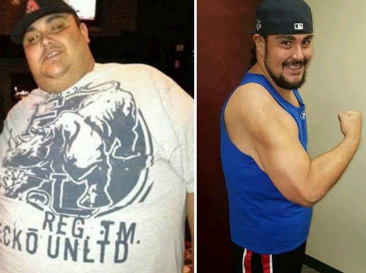 Mario Falcon before losing weight and after.