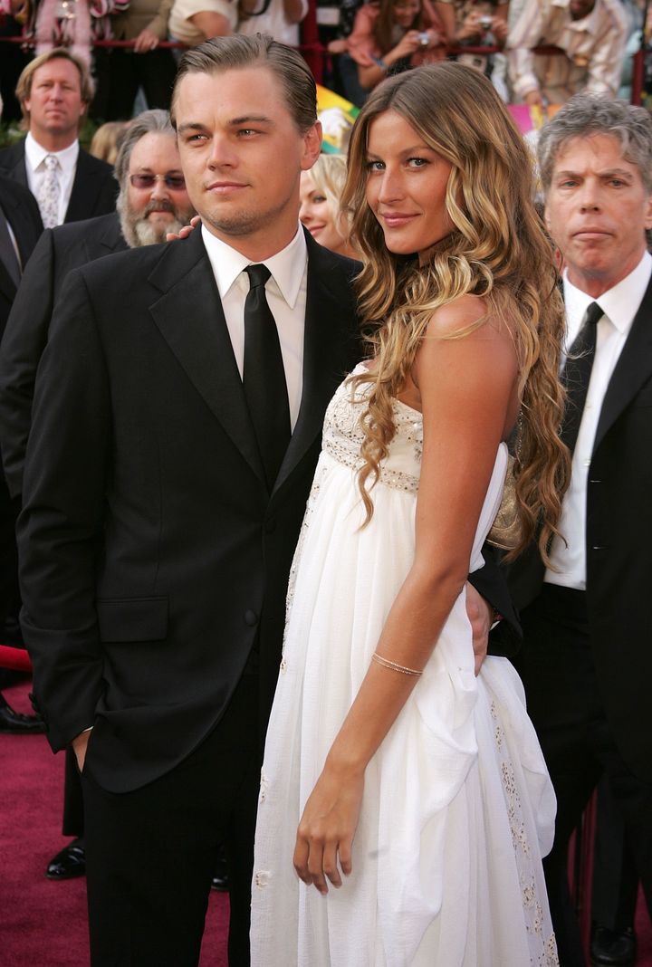 Leonardo DiCaprio with supermodel Gisele Bundchen, one of his most famous model girlfriends, at the Academy Awards in 2005. 