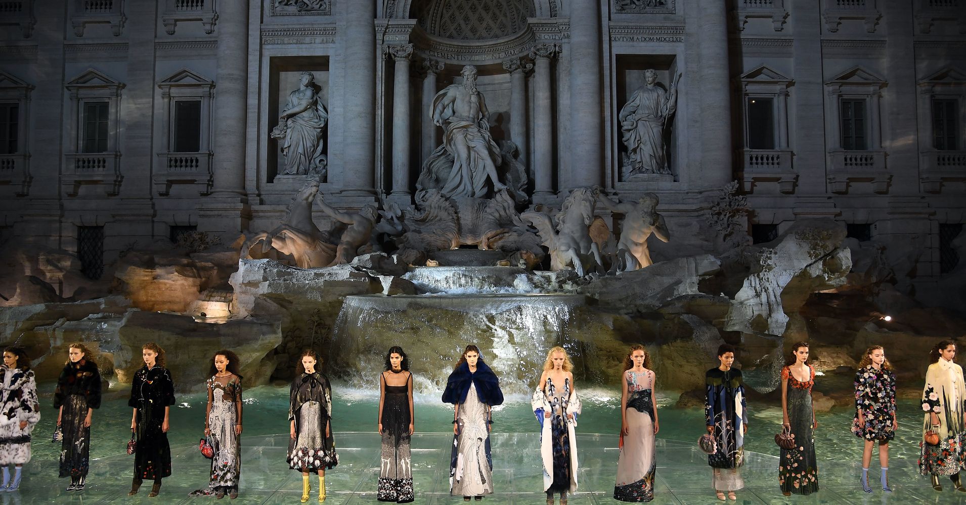 Fendi Models Walked On Top Of Rome's Trevi Fountain Last Night | HuffPost