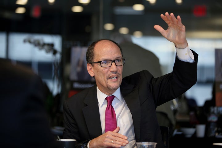 Labor Secretary Tom Perez speaks in Washington on Oct. 23, 2014.