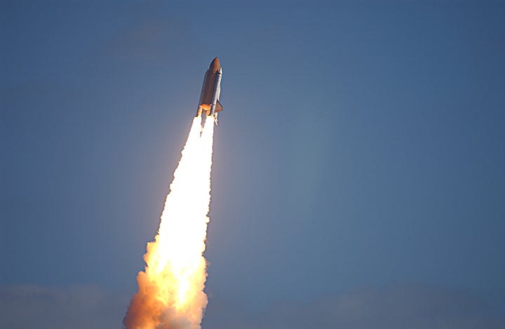 Space shuttle Columbia launches into space for the final time on January 16, 2003.