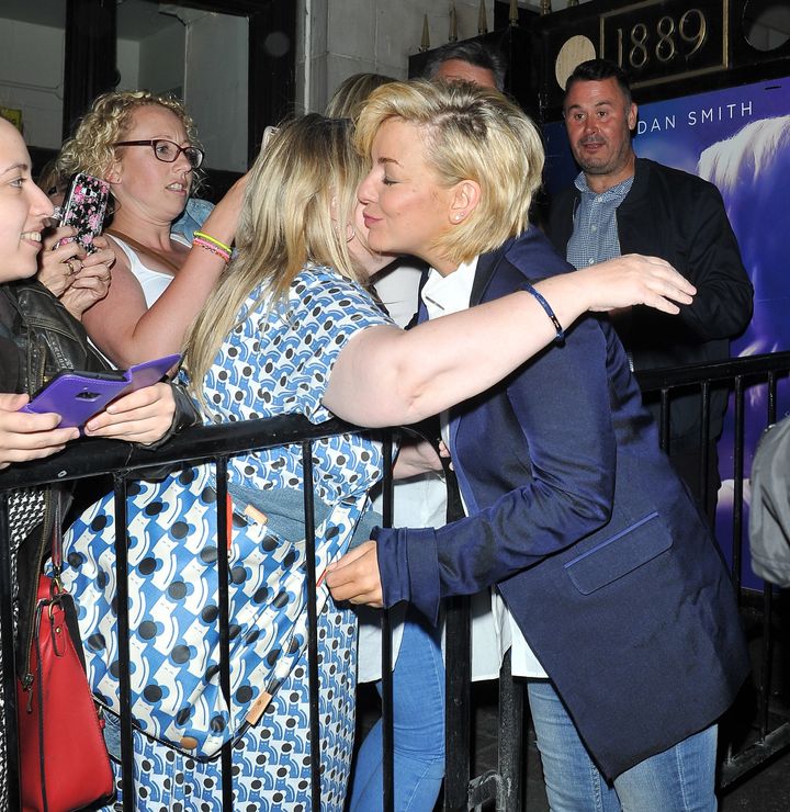 Sheridan was mobbed by fans as she left the theatre