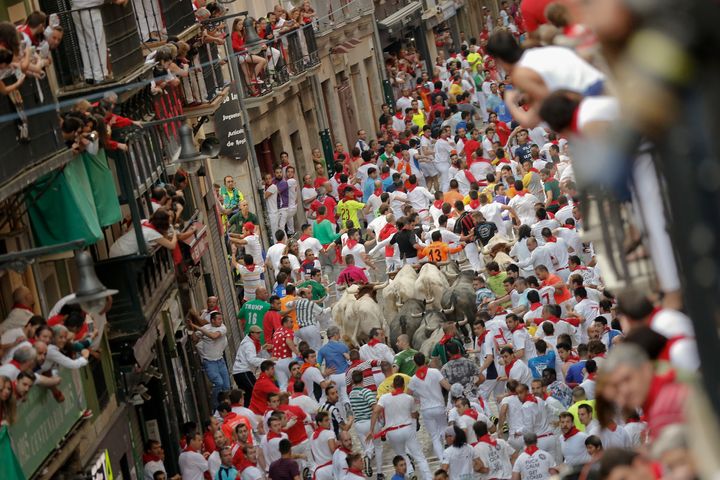Two men were gored by bulls on the third day of the San Fermin festival in Pamplona, Spain.