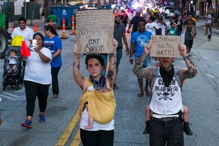 Robert Moore was taking pictures, such as this one, of the Black Lives Matter protest when the deadly gunfire began.