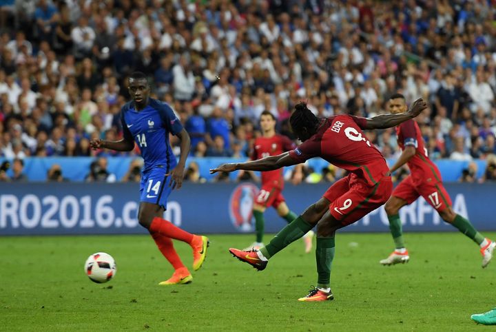 Eder scores for Portugal during overtime, to secure the Euro 2016 title