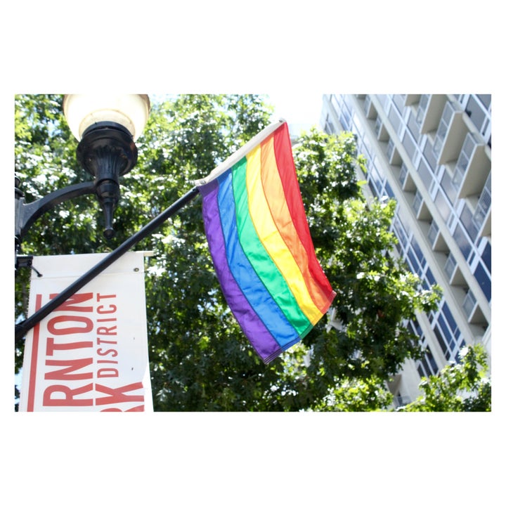 Rainbow flag flown in the Thornton Park District of Downtown Orlando, FL.