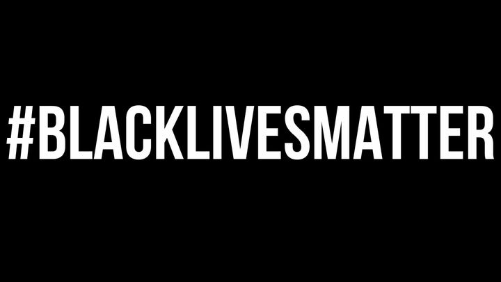 Solid black blackground with the following text in large, bold, white font: #BLACKLIVESMATTER