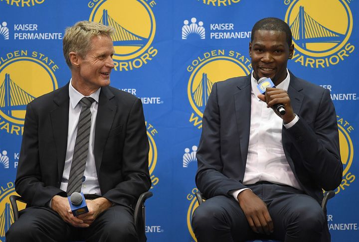Steve Kerr and Kevin Durant have a lot to be smiling about these days.