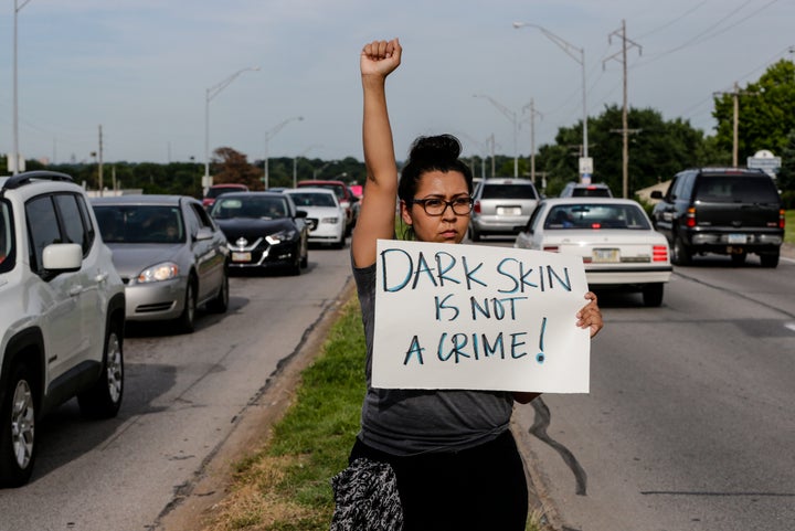 A protester in Omaha, Nebraska, on July 8.