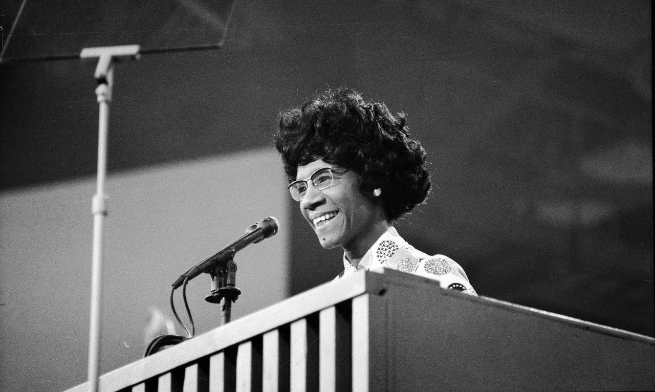 Rep. Shirley Chisholm addressed the Democratic National Convention in Miami Beach, Florida, in July 1972.
