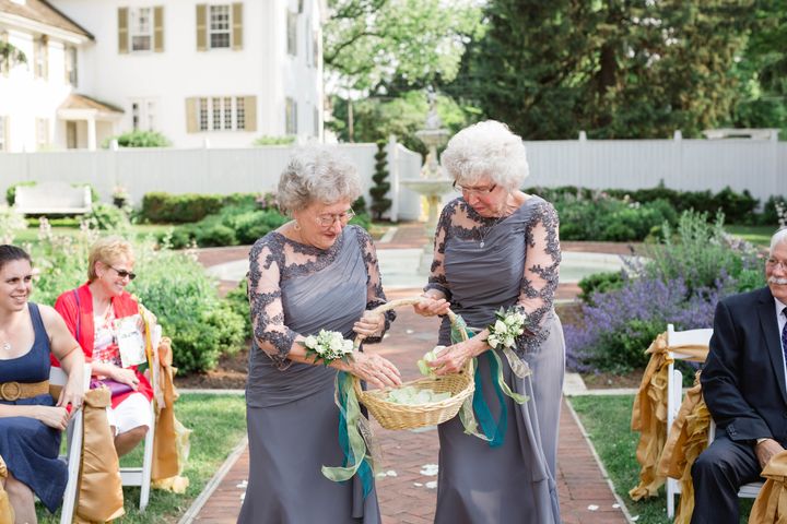 "We thought that it would be so much fun to have our grandmothers be our flower girls," Maggie said.