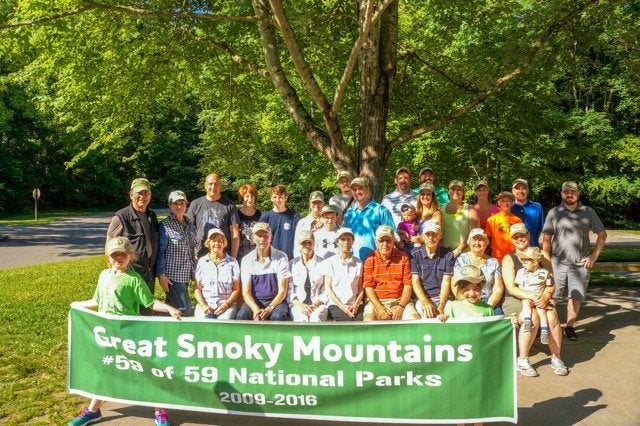 The Guthries and their family at the scene of Mike and Donna's last hike.