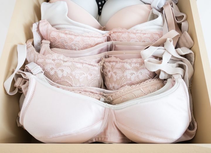 Bras should be organized in a drawer in a way that won't impact their form.