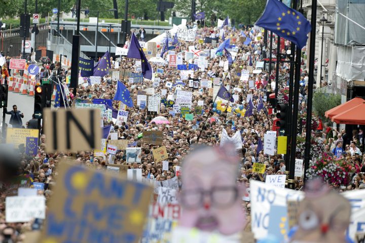 Parliament is set to debate a call for a second EU referendum, after a petition gained over for million signatures; Brexit has resulted in several pro-EU marches, as pictured above