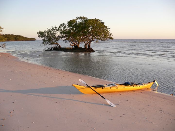 a kayak on the shore of a beach in Everglades National Park