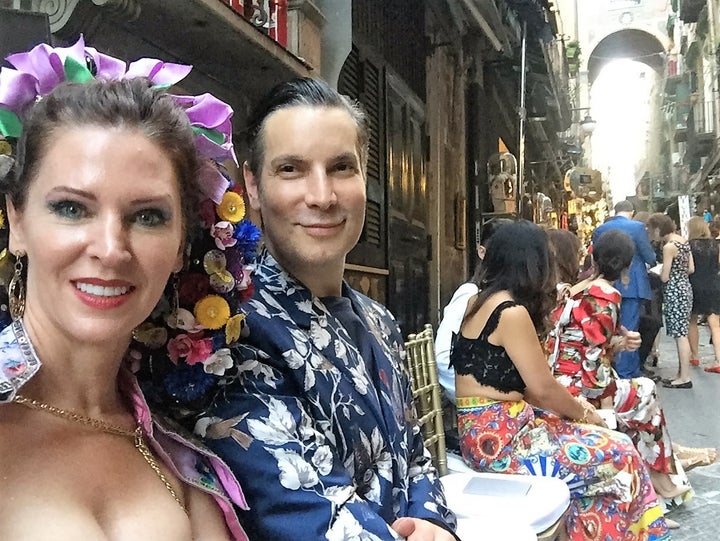 Zemeckis and Cameron Silver enjoying front row seats at Alta Moda, Naples.