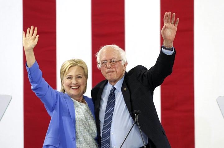 U.S. Senator Bernie Sanders endorses U.S Presidential candidate Hillary Clinton at a campaign event in Portsmouth, N.H., July 12, 2016.