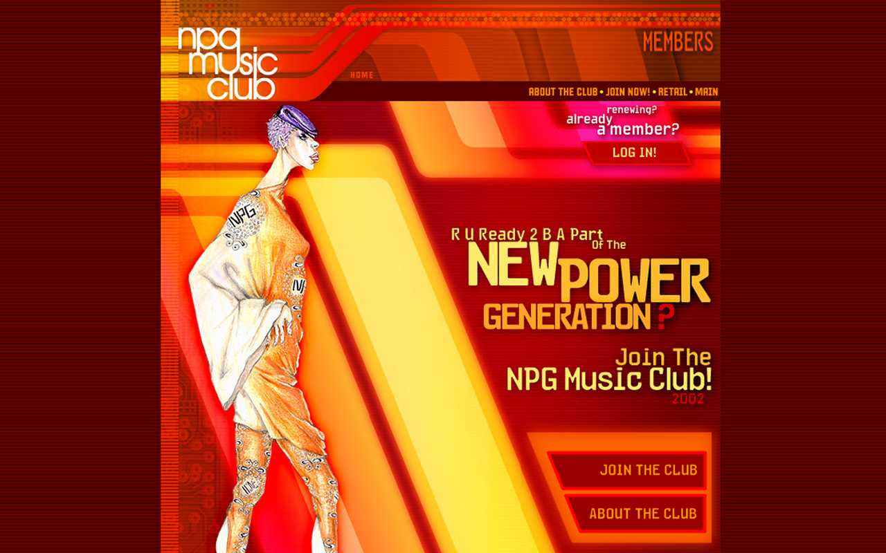 A screenshot of the site NPG Music Club.