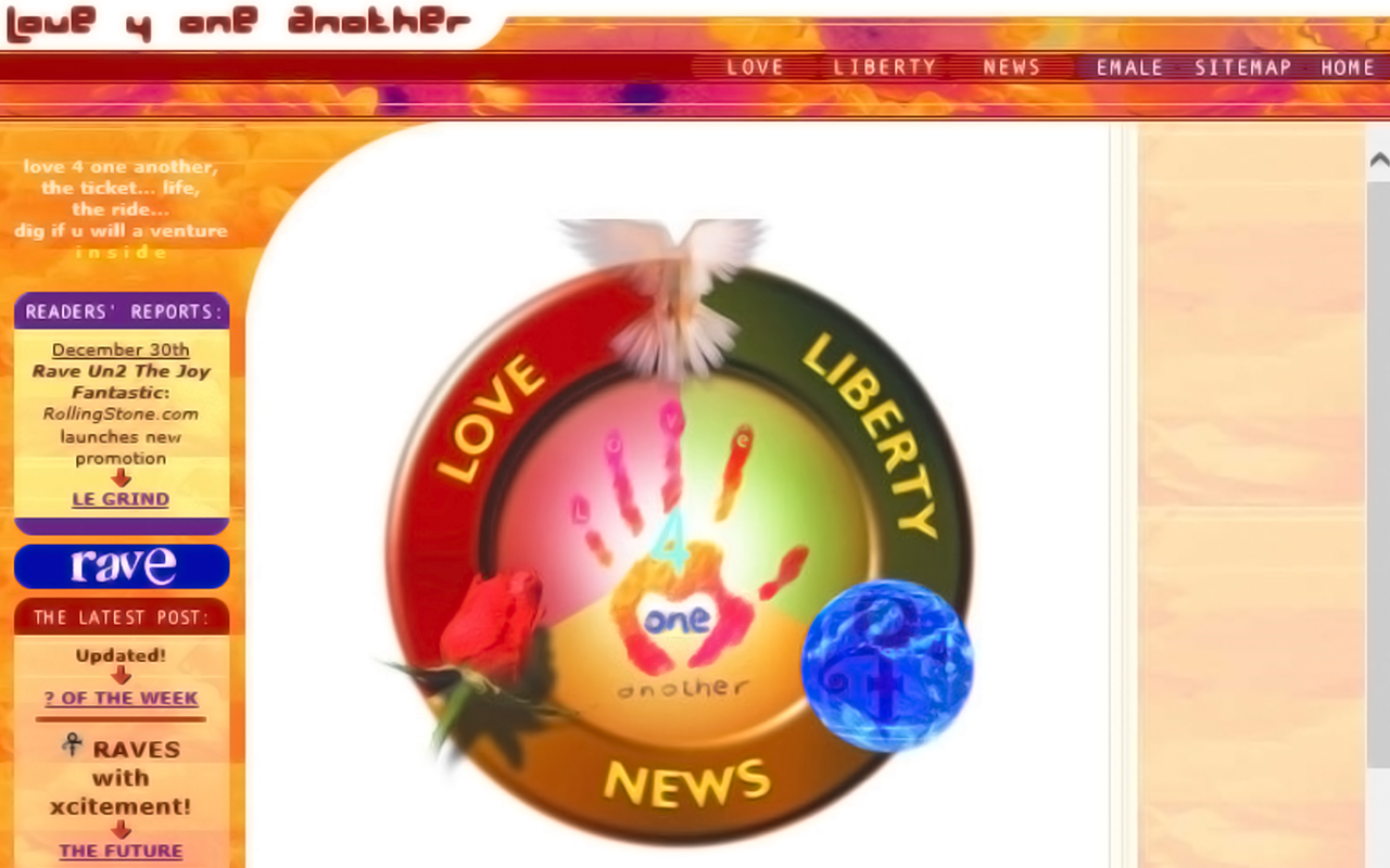 A screenshot of the site <a href="http://princeonlinemuseum.com/timeline/love-4-one-another/" role="link" class=" js-entry-link cet-external-link" data-vars-item-name="Love4OneAnother" data-vars-item-type="text" data-vars-unit-name="57852bd9e4b0ed2111d7ba88" data-vars-unit-type="buzz_body" data-vars-target-content-id="http://princeonlinemuseum.com/timeline/love-4-one-another/" data-vars-target-content-type="url" data-vars-type="web_external_link" data-vars-subunit-name="article_body" data-vars-subunit-type="component" data-vars-position-in-subunit="4">Love4OneAnother</a>.