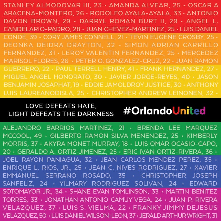 "Victims’ Names of the Pulse LGBTQ Nightclub Tragedy, Orlando, Florida, June 12, 2016"