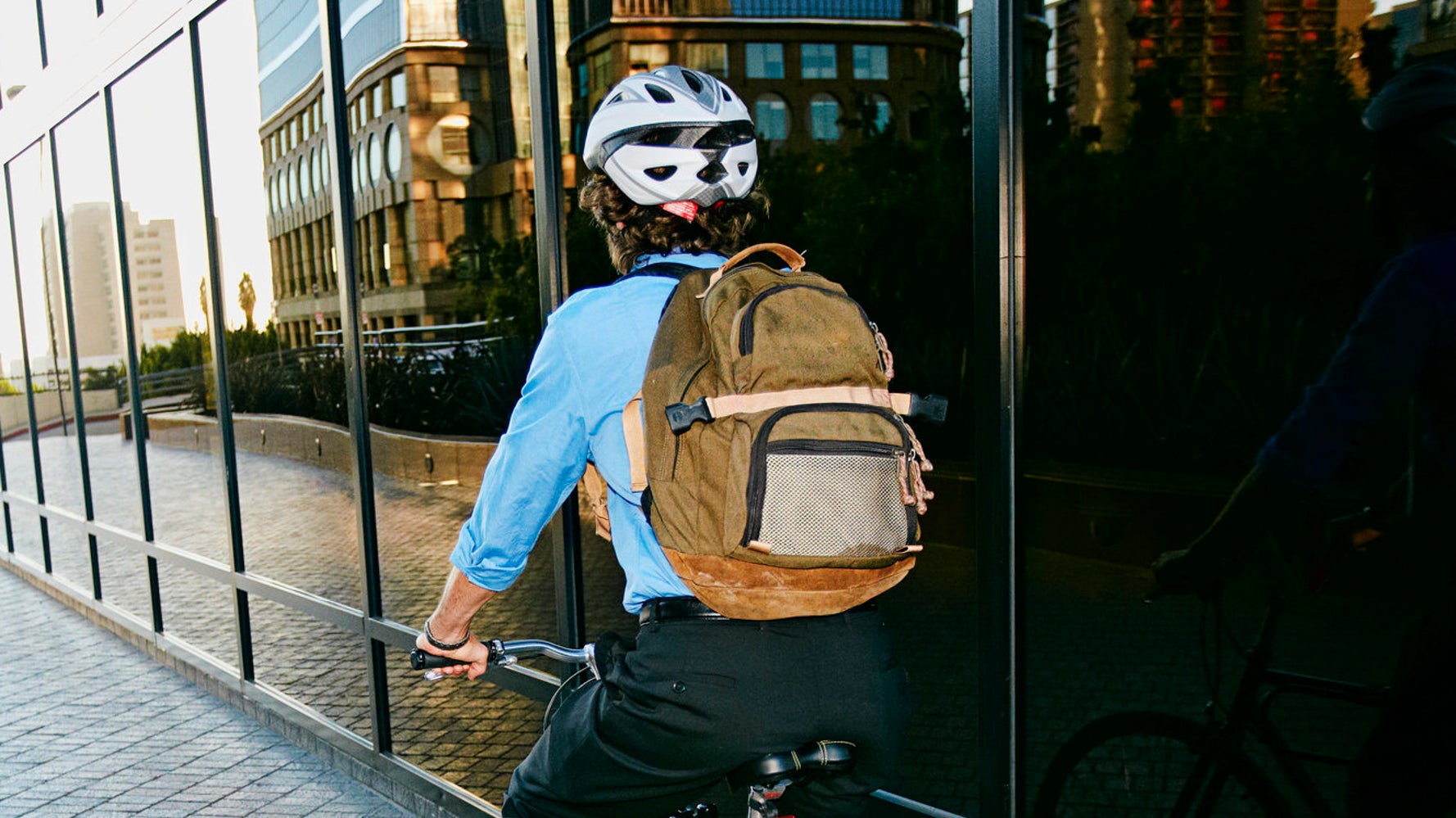 Man sales wearing backpack
