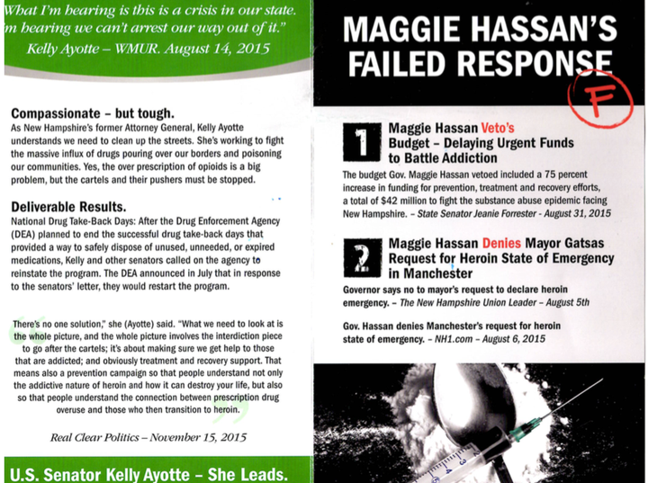 A mailer sent by Ending Spending Action Fund attacking New Hampshire Gov. Maggie Hassan (D).