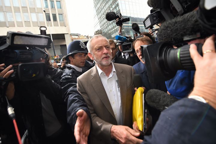 Corbyn on arrival at the meeting