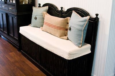 This headboard now serves as a bench.