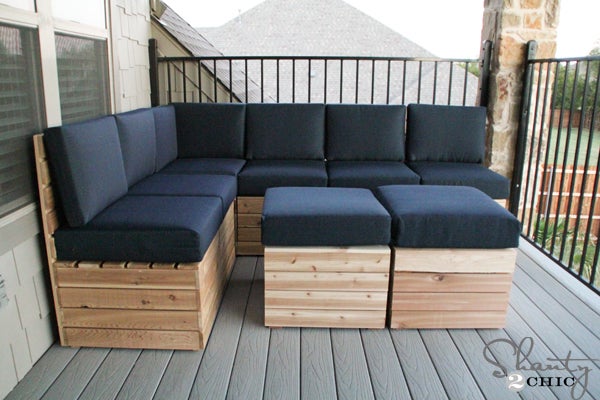 Pallets are made into outdoor seating.