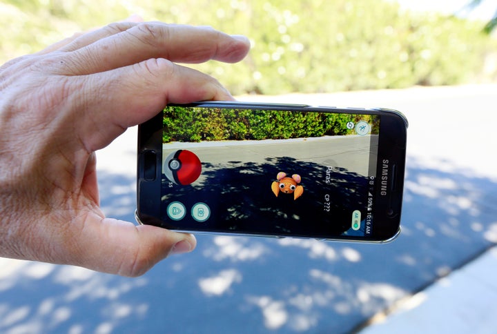 The augmented reality mobile game "Pokemon Go" by Nintendo is shown on a smartphone screen in this photo illustration taken in Palm Springs, California U.S. July 11, 2016.