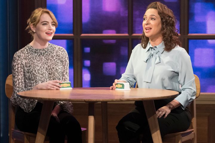 Emma Stone and Maya Rudolph during the "Call Your Girlfriend" song on July 12, 2016.