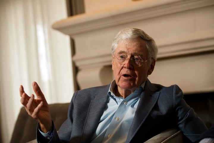 Groups connected to the billionaire Charles Koch (pictured) agreed to pay fines for failing to disclose donors in the 2010 election.