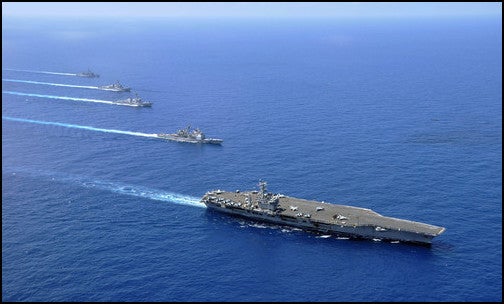 Ships in formation in the South China Sea