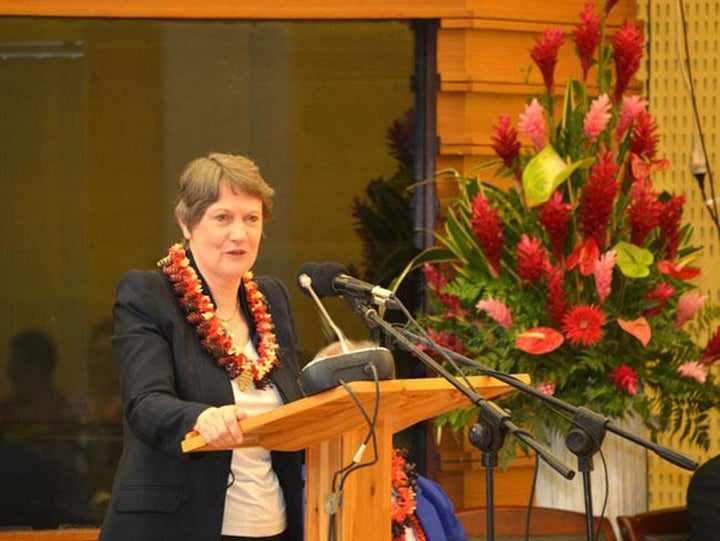 Helen Clark during a speech in Samoa