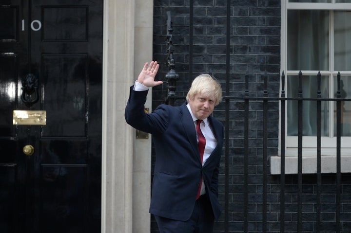 Boris Johnson pictured as he exited Downing Street yesterday