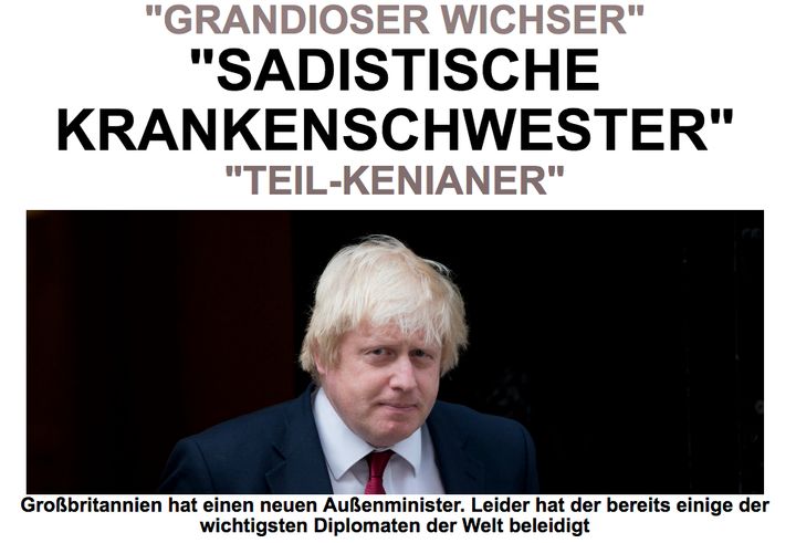 HuffPost Germany's front page on Boris Johnson's appointment