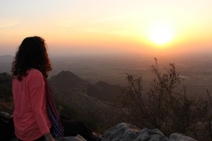 An impulsive hike up a mountain in India to catch a beautiful sunset.