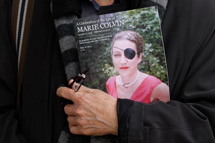 Journalist Marie Colvin's trademark black eye patch was a testament to her character. She lost an eye under government fire in Sri Lanka in 2001.