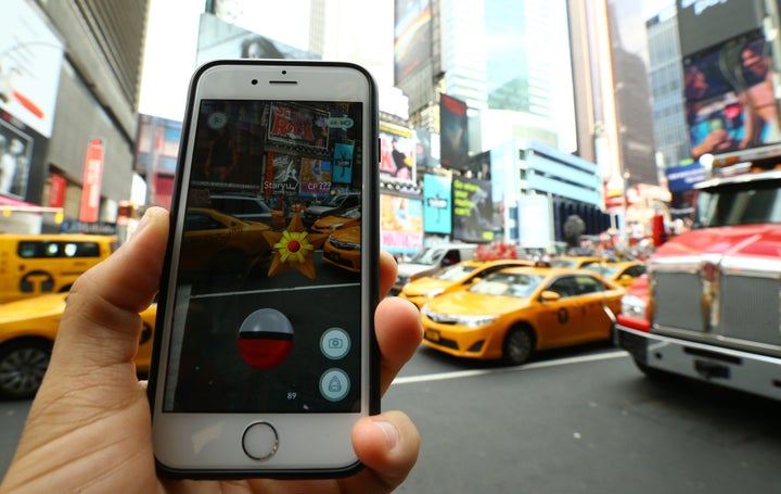 A Pokemon Go user plays Pokemon GO game in New York City in July 2016.