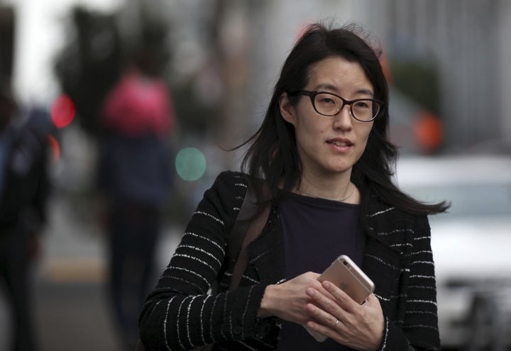 Former Kleiner Perkins partner Ellen Pao arrives at San Francisco Superior Court on March 24, 2015.