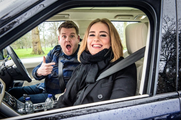 Adele joins James Corden for Carpool Karaoke on 'The Late Late Show with James Corden,' Jan. 13th, 2016. 